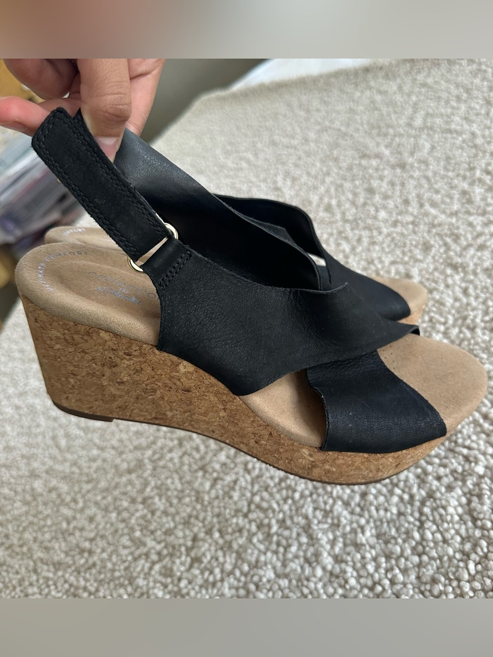 Clarks Annadel Eirwyn Wedge Sandal black size 7
